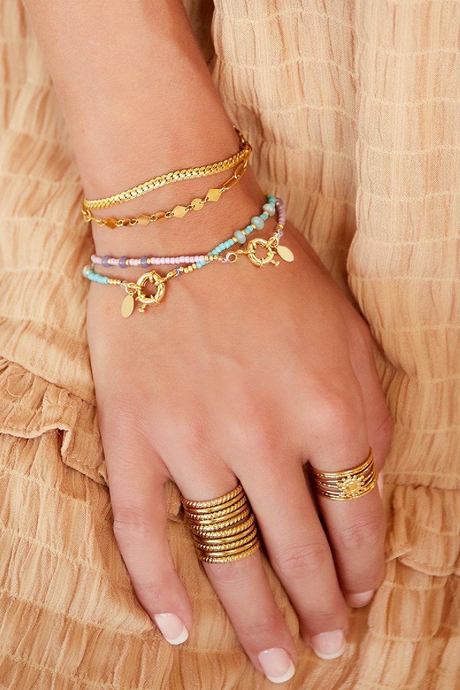 Bracelet perles colorées Rose Cuivré Image2